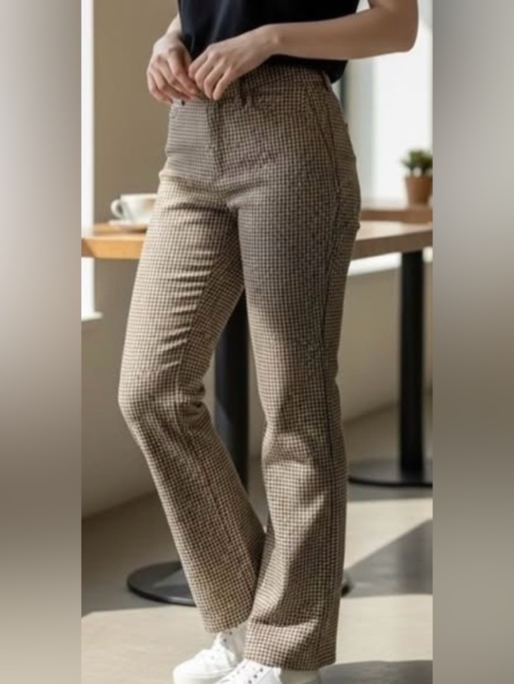 DL1961 Brown Houndstooth mid rise ankle intrasculpt jeans size 24